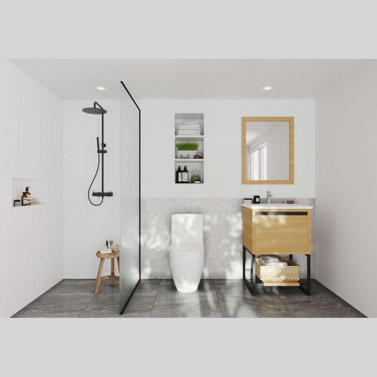 Laviva Alto 24" California White Oak Bathroom Vanity with Matte White VIVA Stone Solid Surface Countertop 313SMR-24CO-MW