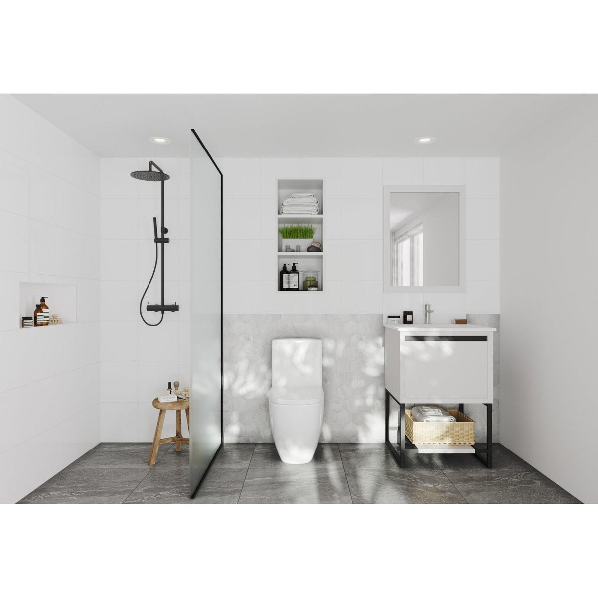 Laviva Alto 24" White Bathroom Vanity with White Quartz Countertop 313SMR-24W-WQ