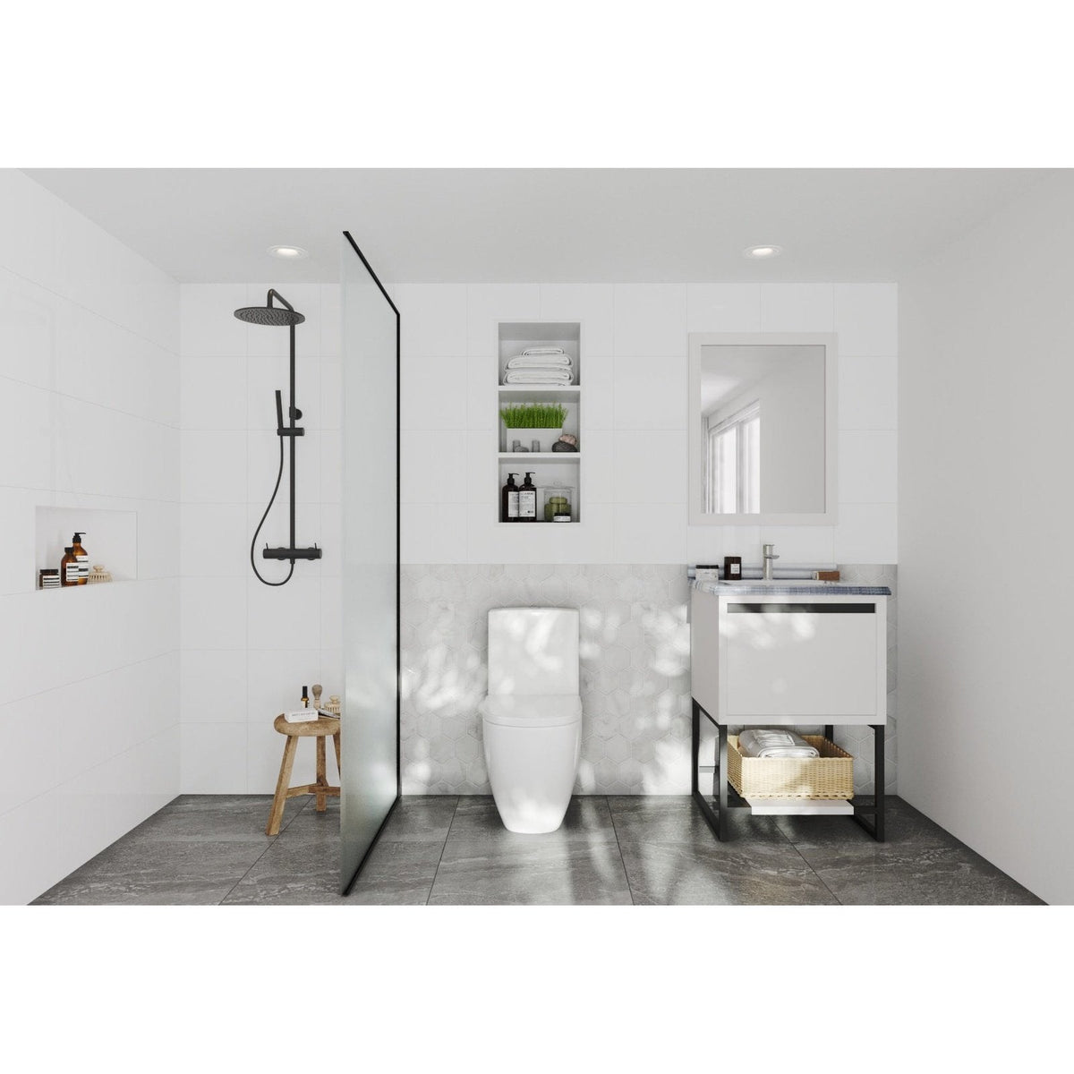 Laviva Alto 24" White Bathroom Vanity with White Stripes Marble Countertop 313SMR-24W-WS