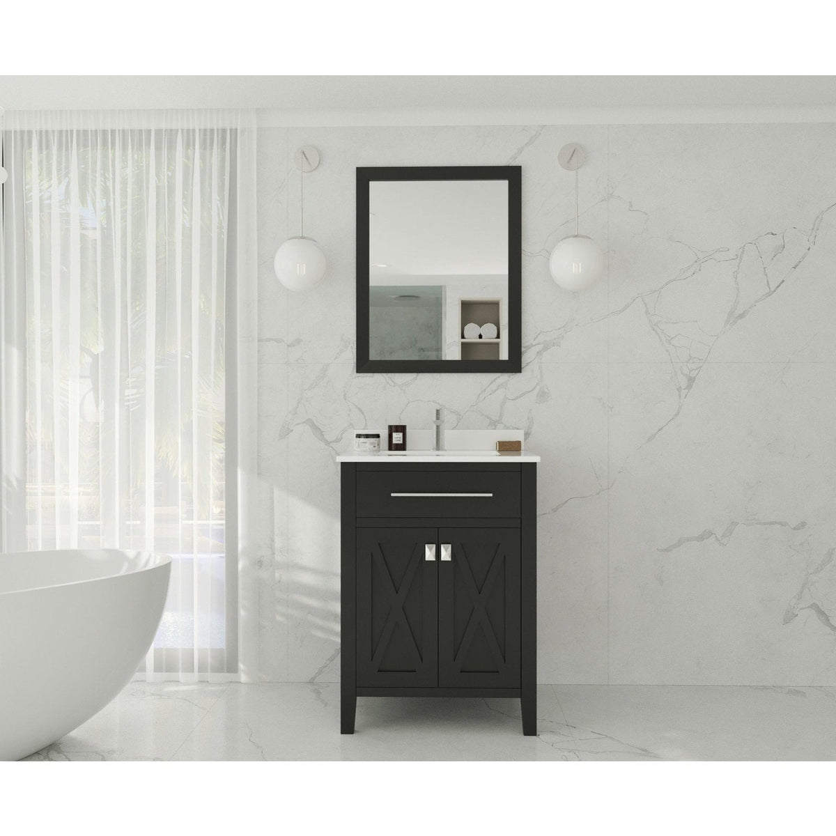 Laviva Wimbledon 24" Espresso Bathroom Vanity with White Quartz Countertop 313YG319-24E-WQ
