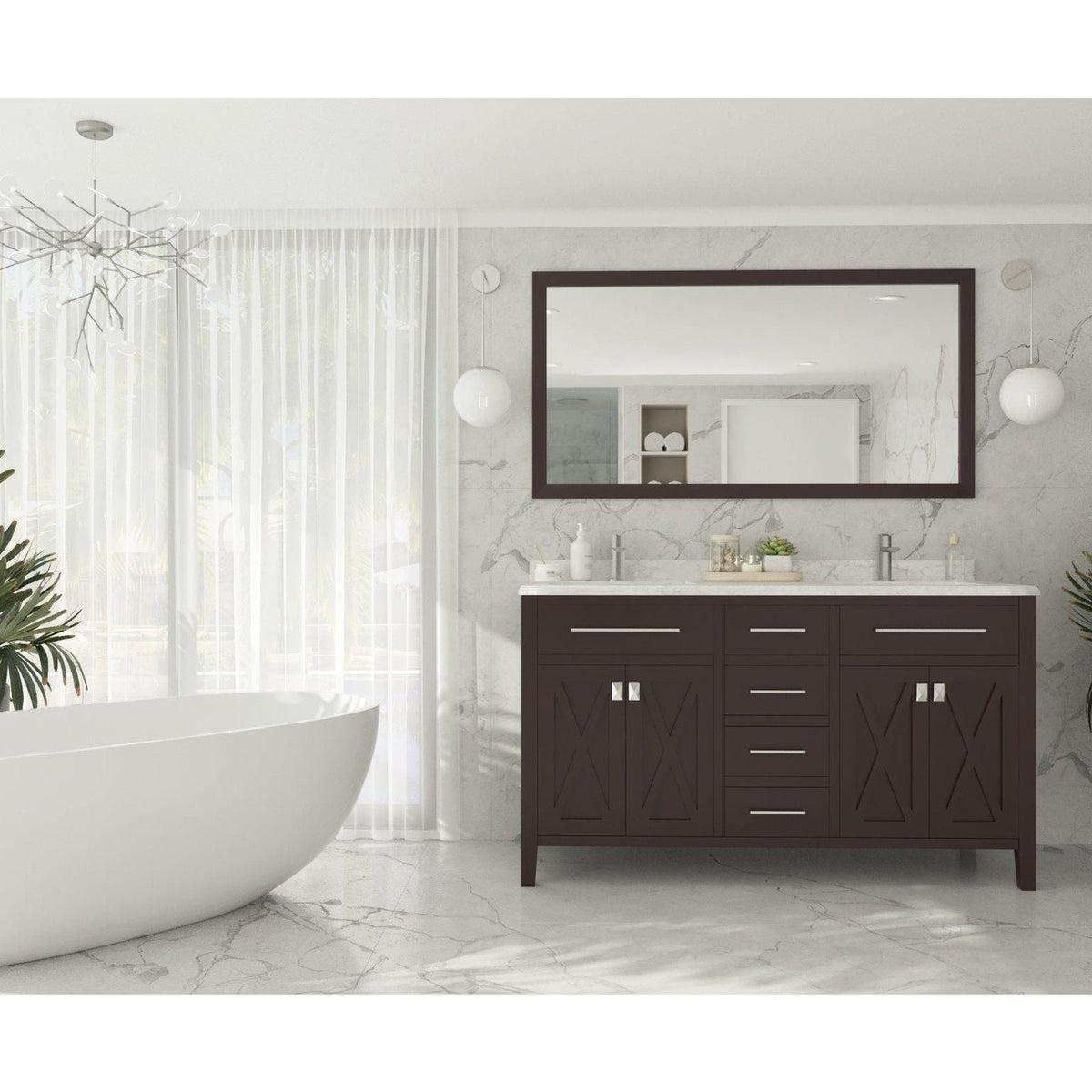Laviva Wimbledon 60" Brown Double Sink Bathroom Vanity Cabinet 313YG319-60B