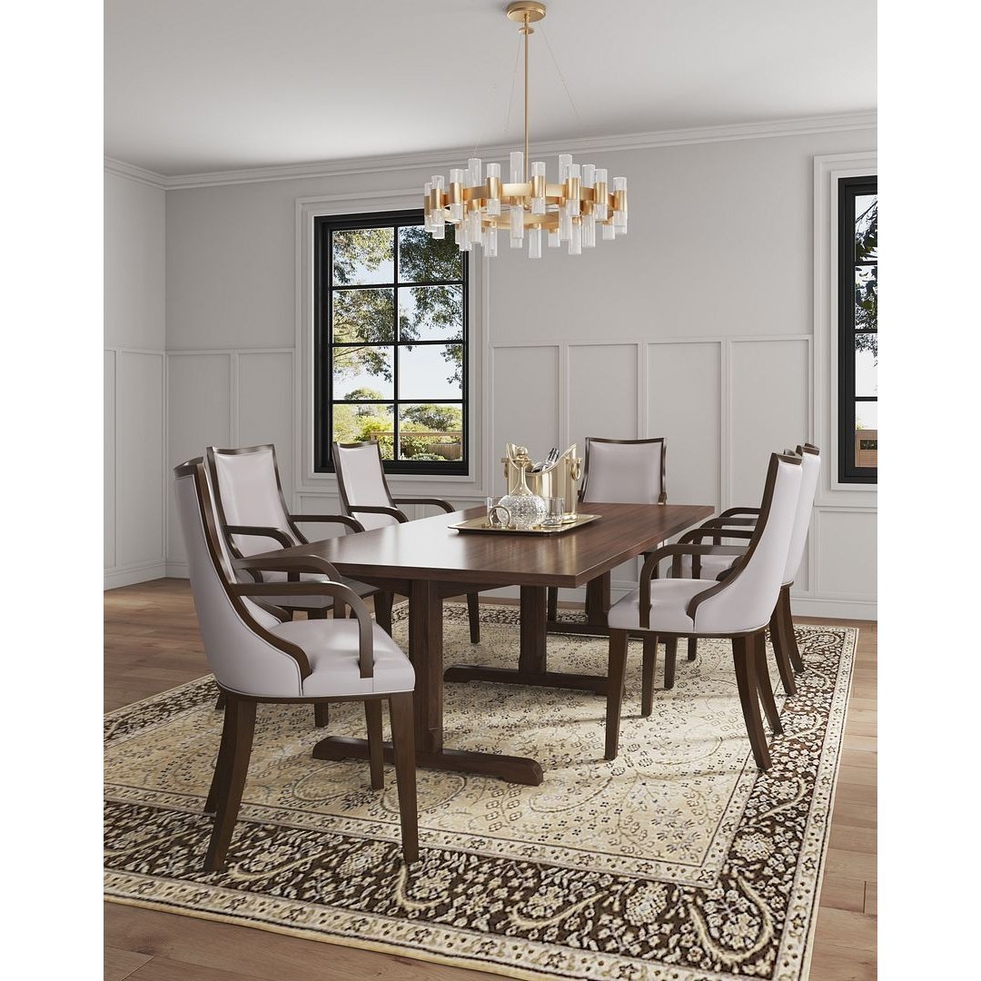 Manhattan Comfort Grand Faux Leather 6-Piece Dining Chairs in Light Grey