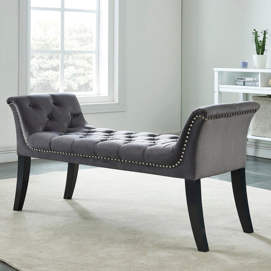 Worldwide Home Furnishings Velci-Bench-Grey Bench 401-373GY