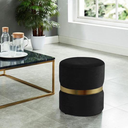Worldwide Home Furnishings Violet-Round Ottoman-Black Round Ottoman 402-507BK
