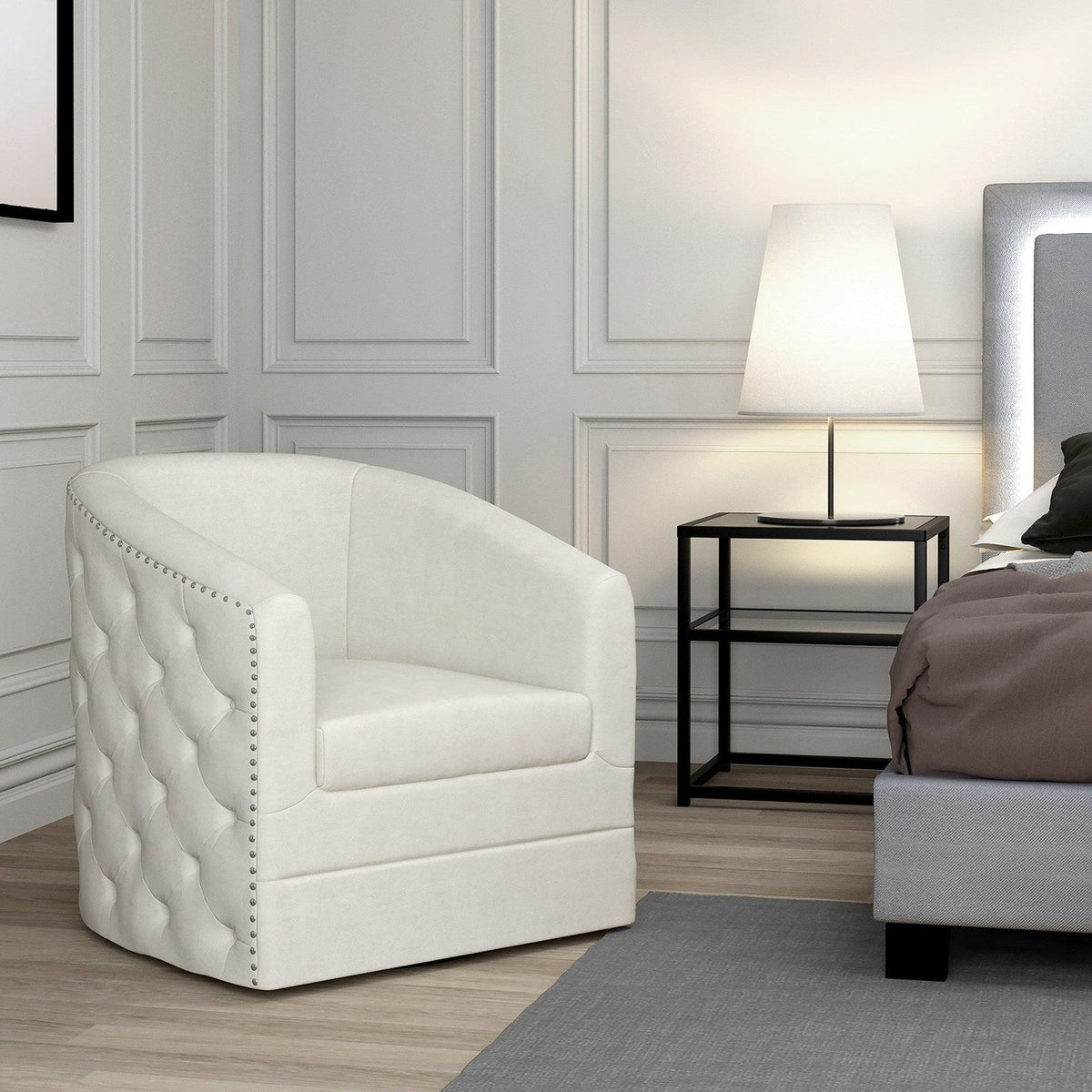Worldwide Home Furnishings Velci-Accent Chair-Ivory Accent Chair 403-373IV