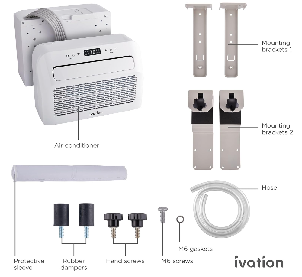 Ivation 6,500 BTU RV Window Air Conditioner with Fan & Dehumidifier