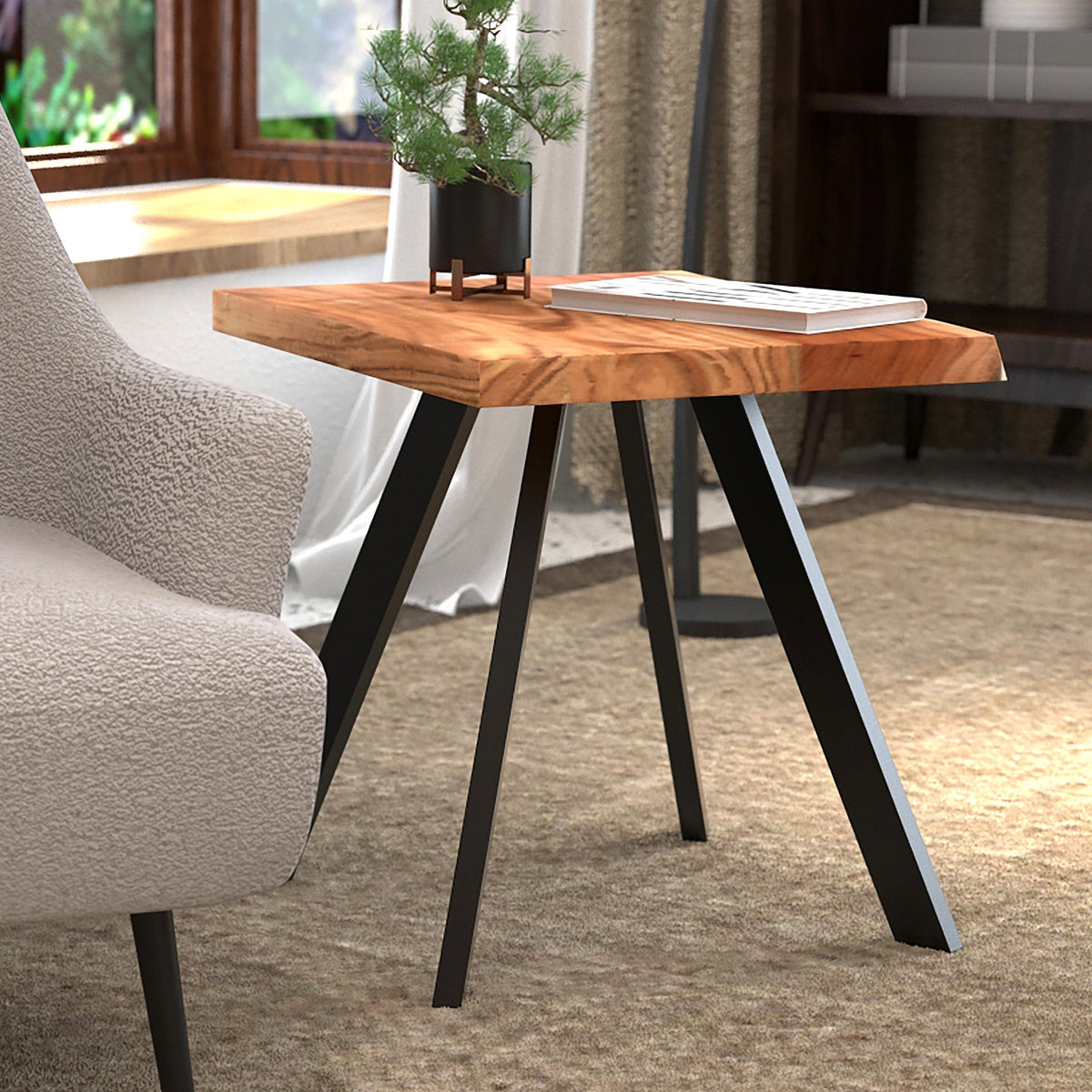 Worldwide Home Furnishings Virag-Accent Table-Natural Accent Table 501-571NT