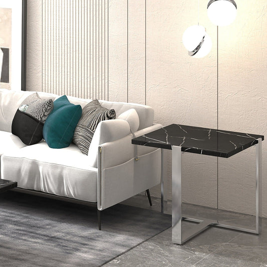 Worldwide Home Furnishings Veno-Accent Table-Black/Silver Accent Table 501-624BK_CH