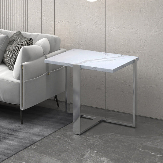 Worldwide Home Furnishings Veno-Accent Table-White/Silver Accent Table 501-624WT_CH