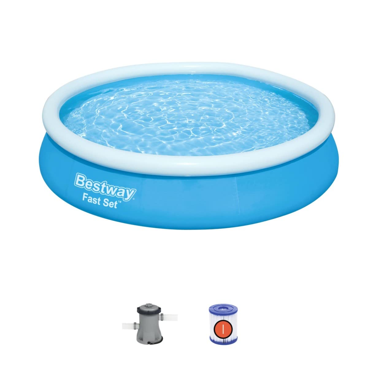 Bestway Fast Set 12ft x 30in Round Inflatable Above Ground Pool Set with Filter Pump