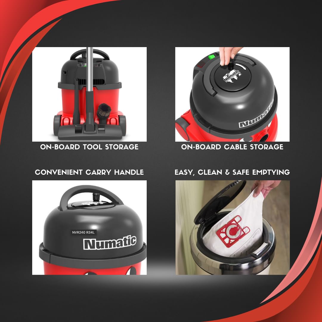 Numatic Henry NRV240-11 Commercial Dry Vacuum Cleaner 620W 9L with NA1 Kit