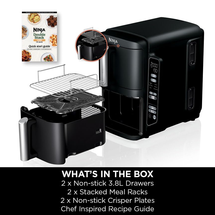 Ninja Double Stack 2-Drawer Air Fryer 7.6L SL300UK, Black