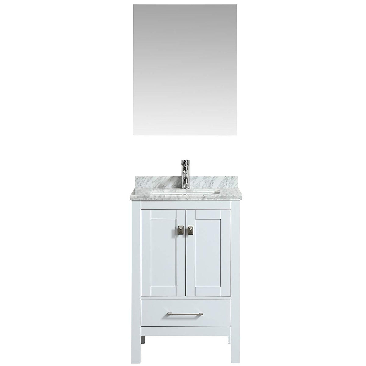 Eviva London 24" Transitional Bathroom Vanity with White Carrara Marble Countertop