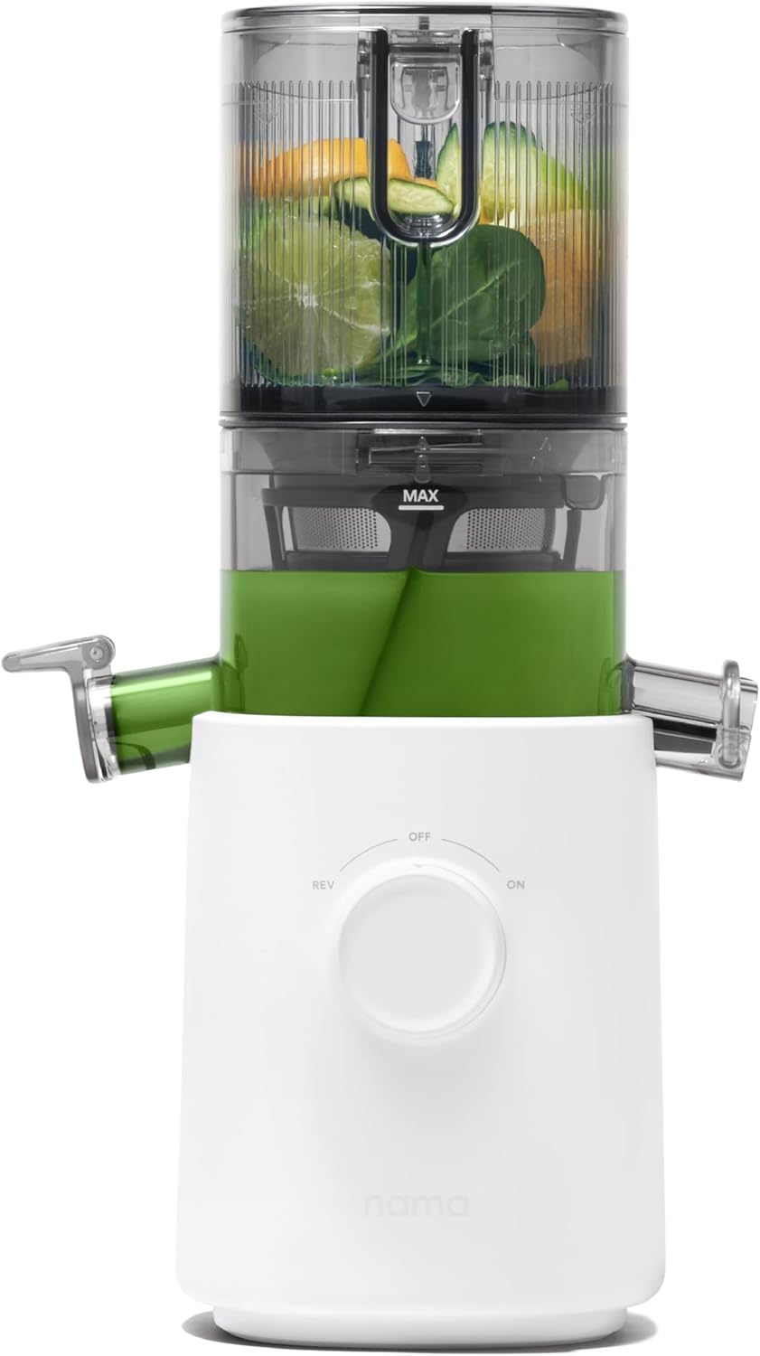 NAMA Cold Press Juicer - Hands-Free Self-Feeding Hopper with 15-Year Warranty - J2