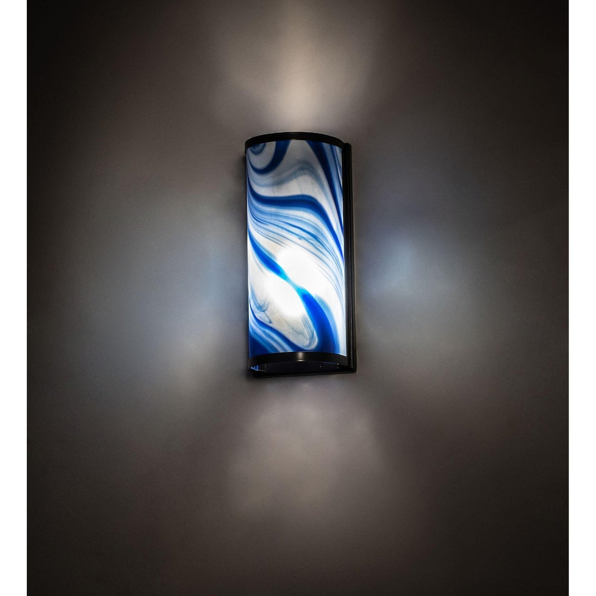 Meyda 6" Wide Cylinder Curaco Swirl Fused Glass Wall Sconce