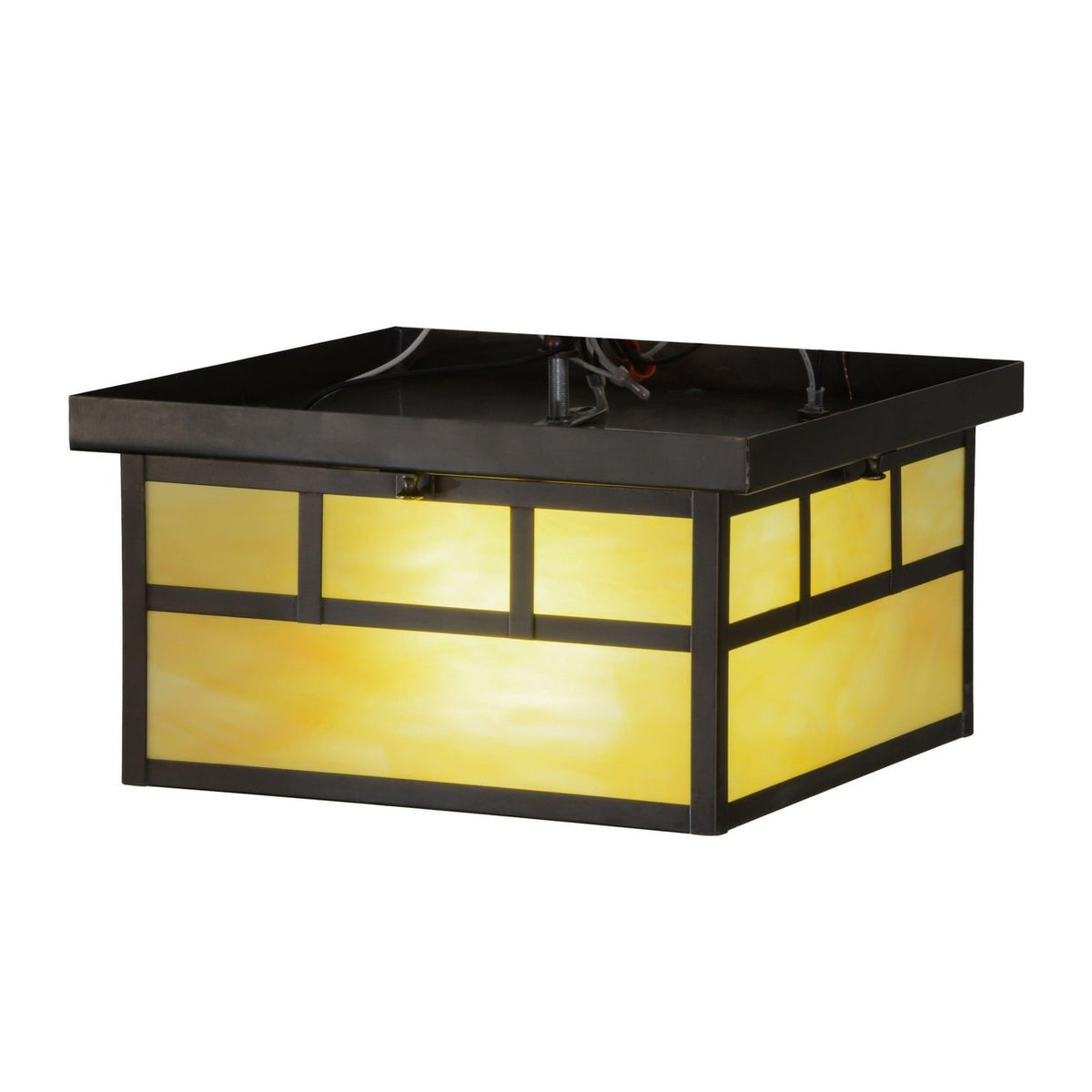 Meyda 13.5"Sq Hyde Park Double Bar Mission Flushmount