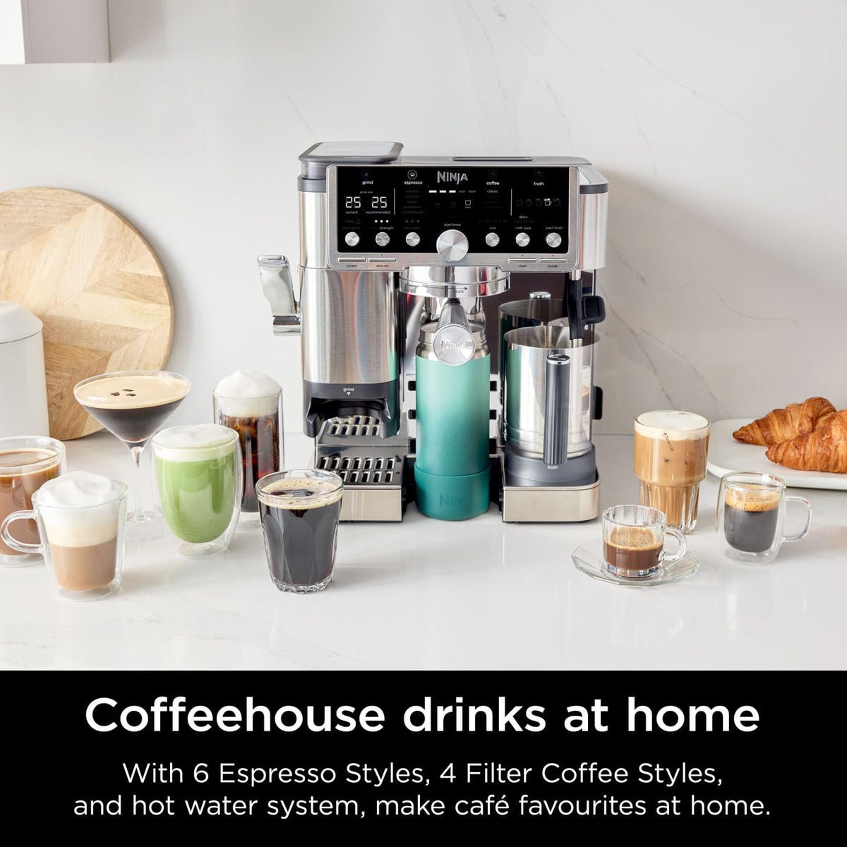 Ninja Luxe Café Pro Series 3-in-1 Espresso & Coffee Machine ES701UK, Black & Stainless Steel