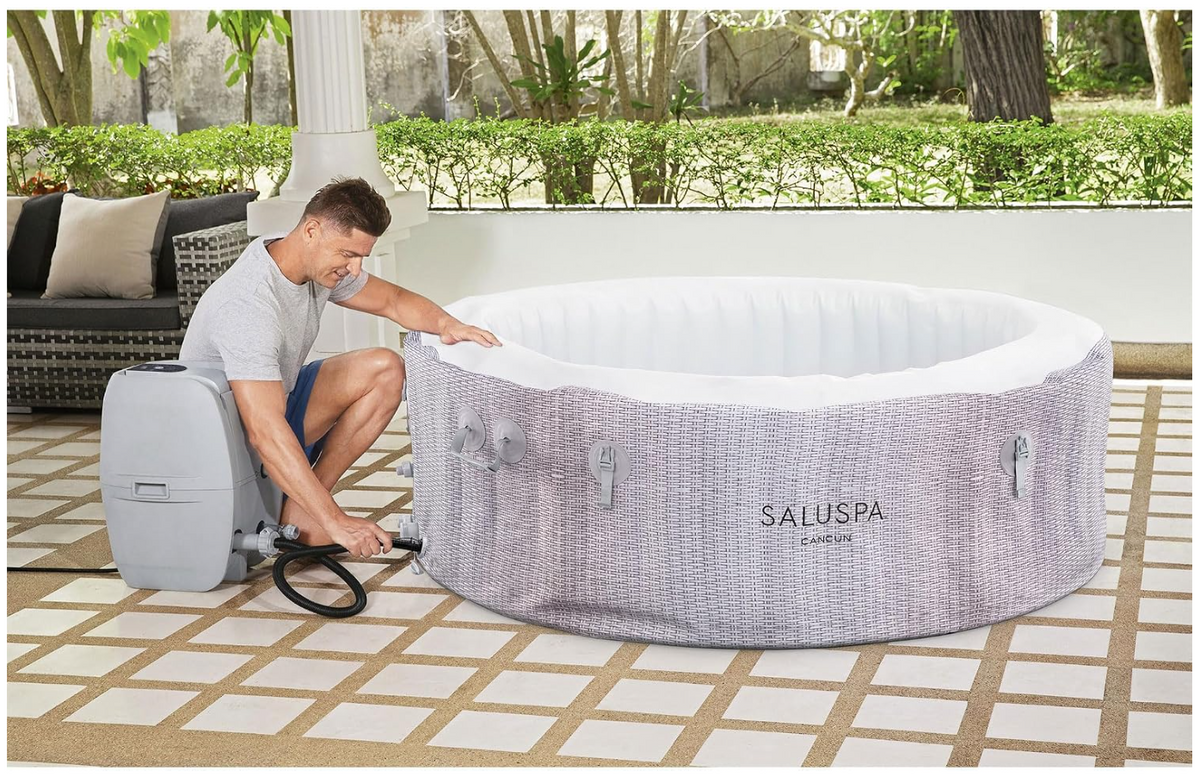 Bestway SaluSpa Cancun AirJet Inflatable Hot Tub, 2–4 Person, 71 × 26 in, Grey