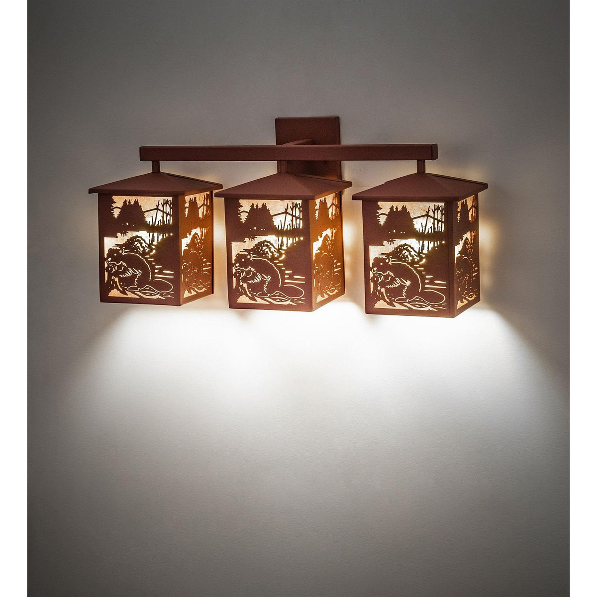Meyda 27" Wide Beaver at Work 3 Light Vanity Light