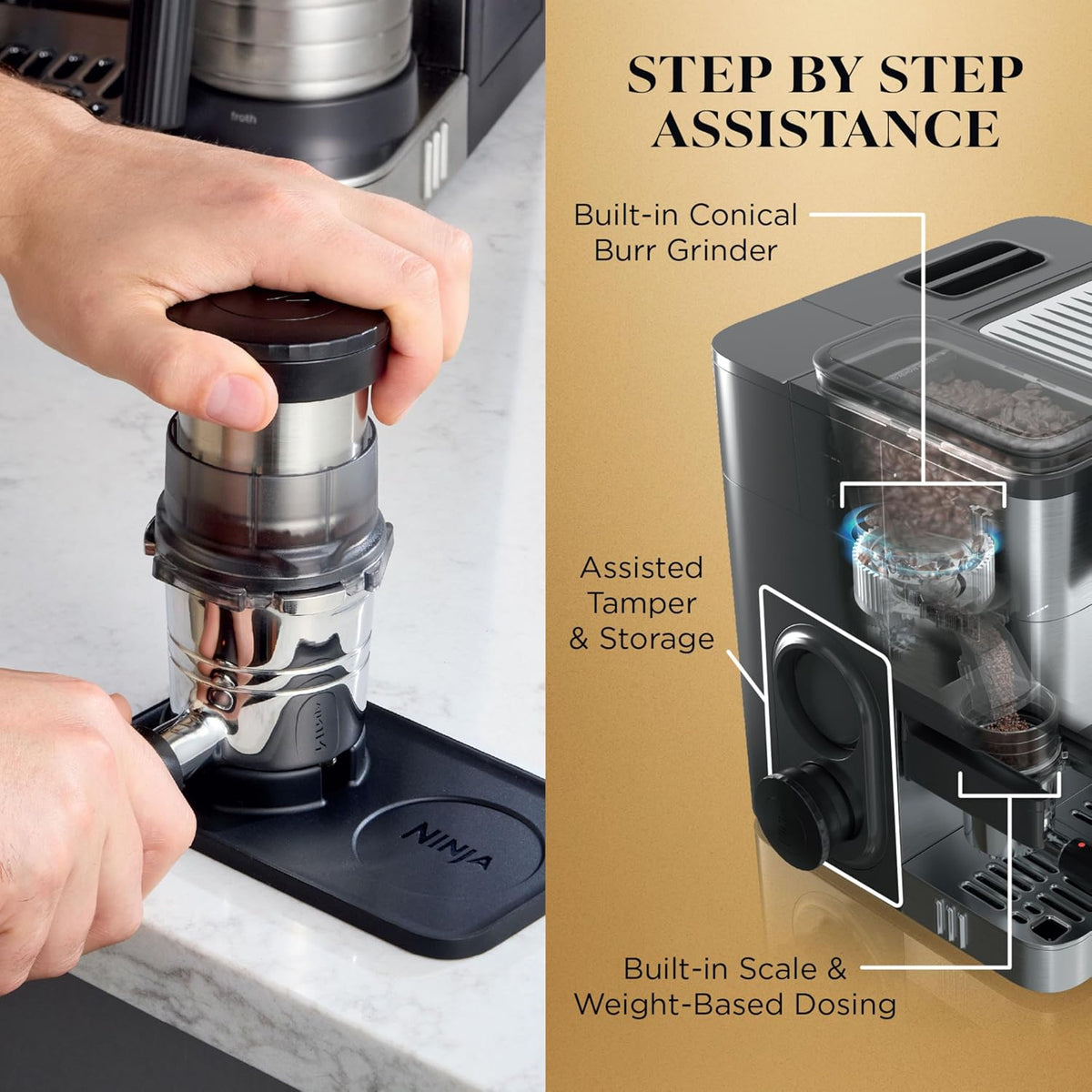 Ninja Luxe Café Premier Series - 3-in-1 Espresso Machine with Barista Assist Technology - ES601UK