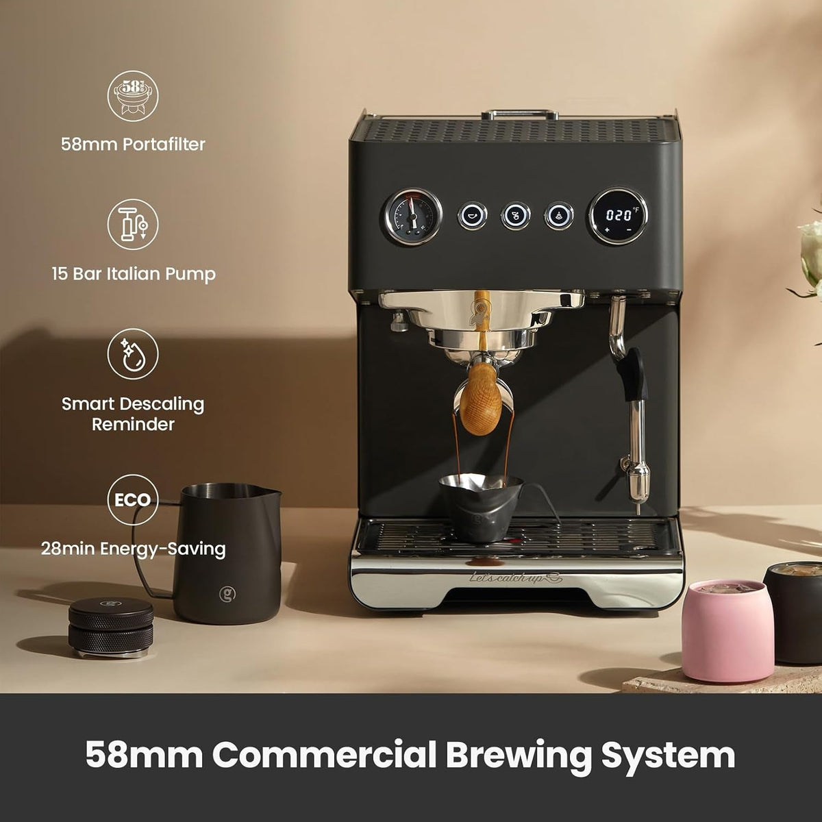Gemilai G3028A Espresso Machine - 15 Bar with Dual PID, Adjustable OPV & Auto Milk Frother - G3028A
