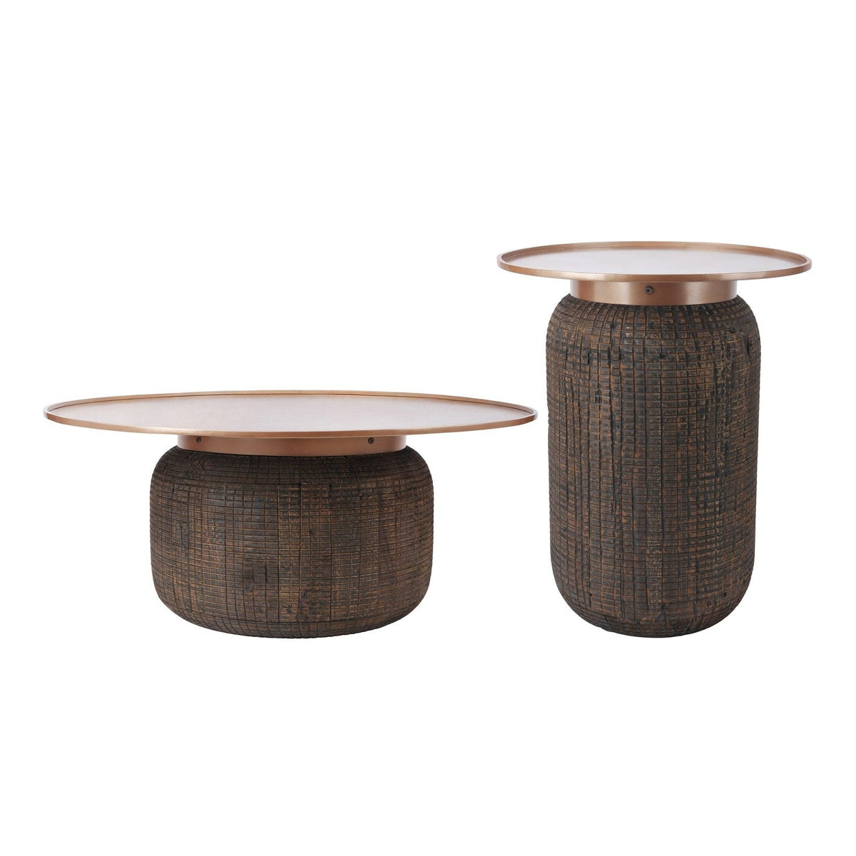 New Pacific Direct Atalia Recycled Teak Root Coffee Table w/ Steel Tray Top 9600034