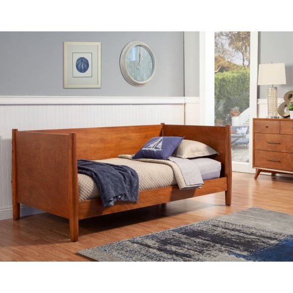 Alpine Furniture Flynn Mid Century Modern Twin Size Day Bed, Acorn 966-09T