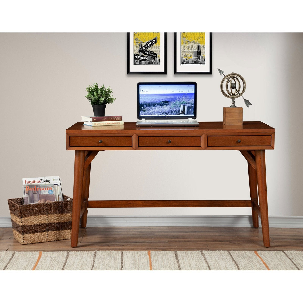 Alpine Furniture Flynn Large Desk, Acorn 966-66