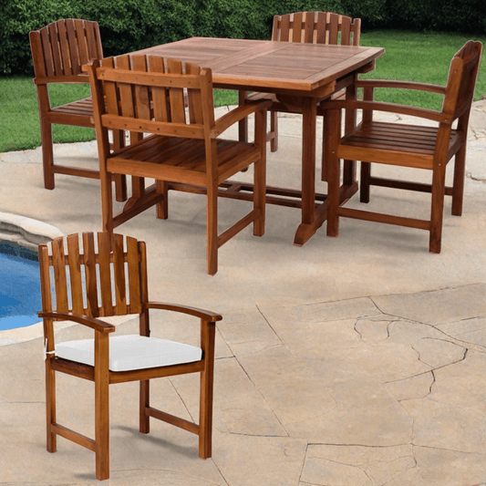 All Things Cedar 5-Piece Butterfly Extension Table Dining Chair Set with White Cushions TD72-20-W