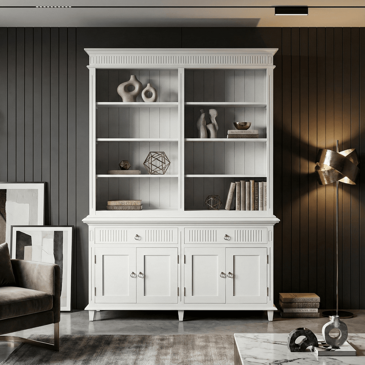 NovaSolo Skansen Hutch Bookcase Unit in Classic White BCA613
