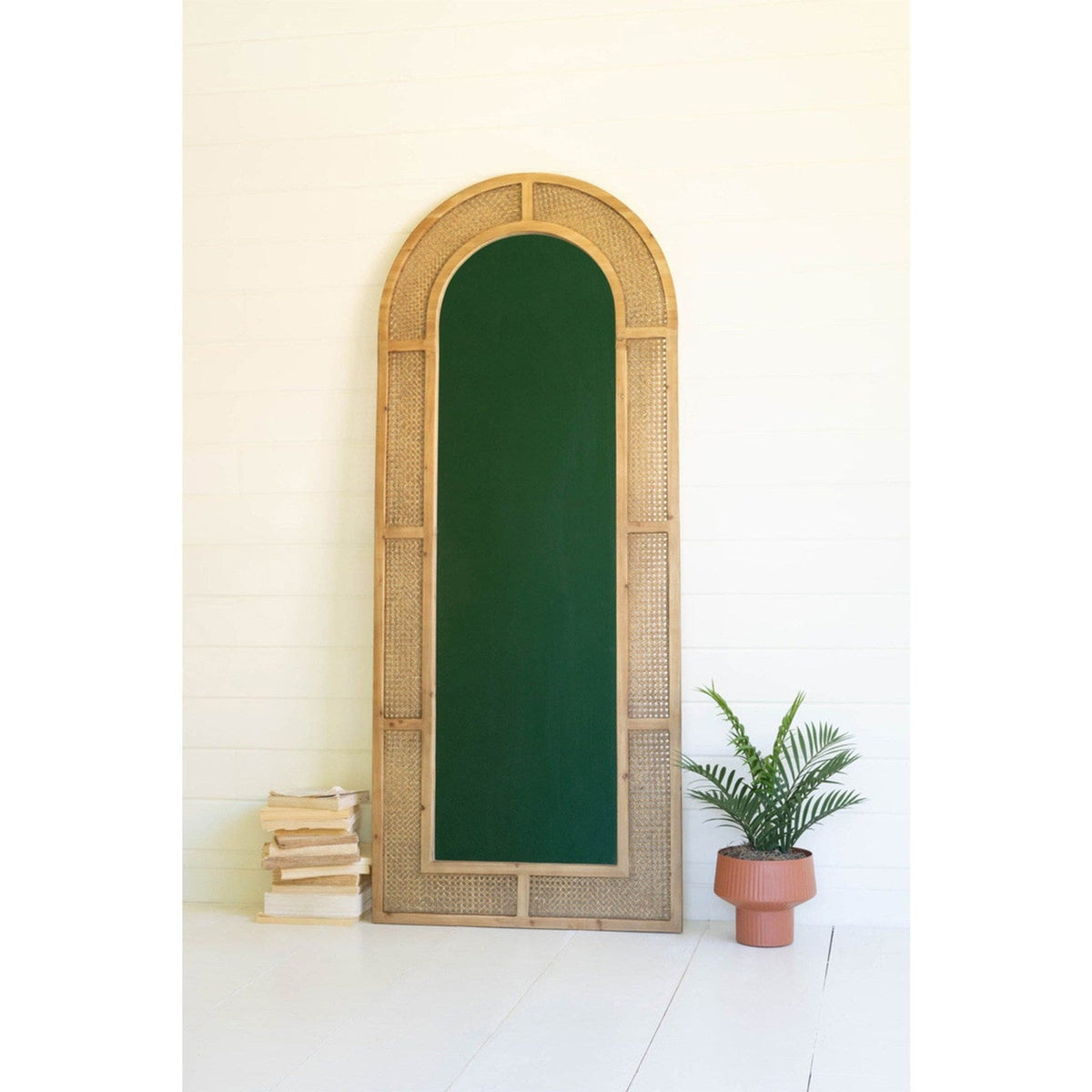 Kalalou Woven Arched Rattan Framed Wall Mirror - Large