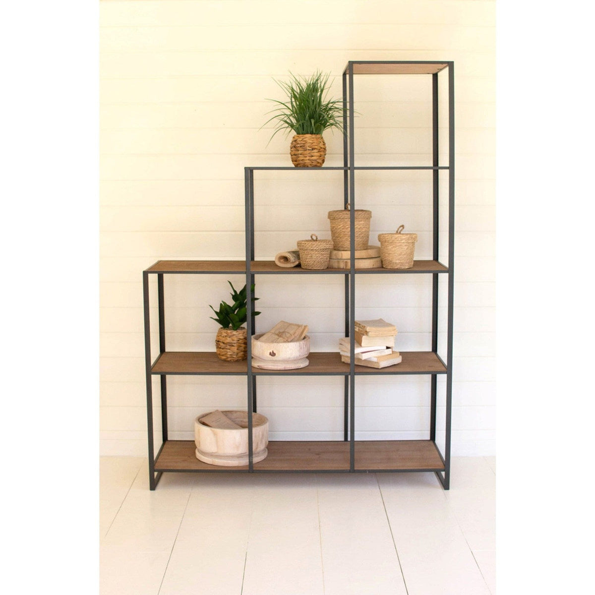 Kalalou Stair-Step Wood Metal Display Unit