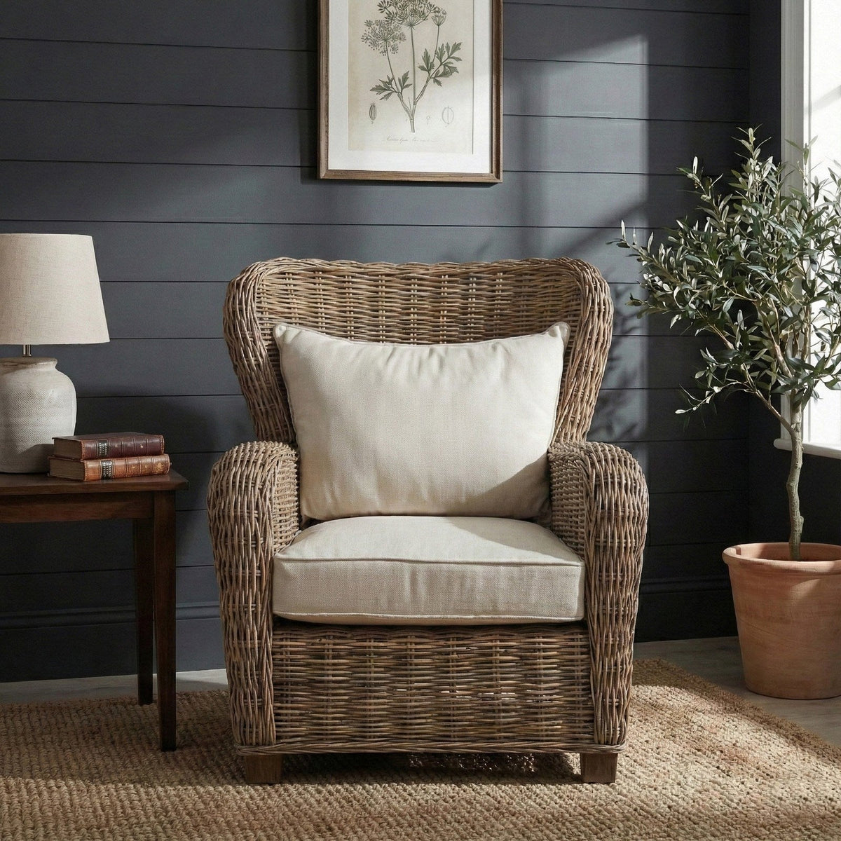 NovaSolo Wickerworks Queen Chair Natural Grey CR42