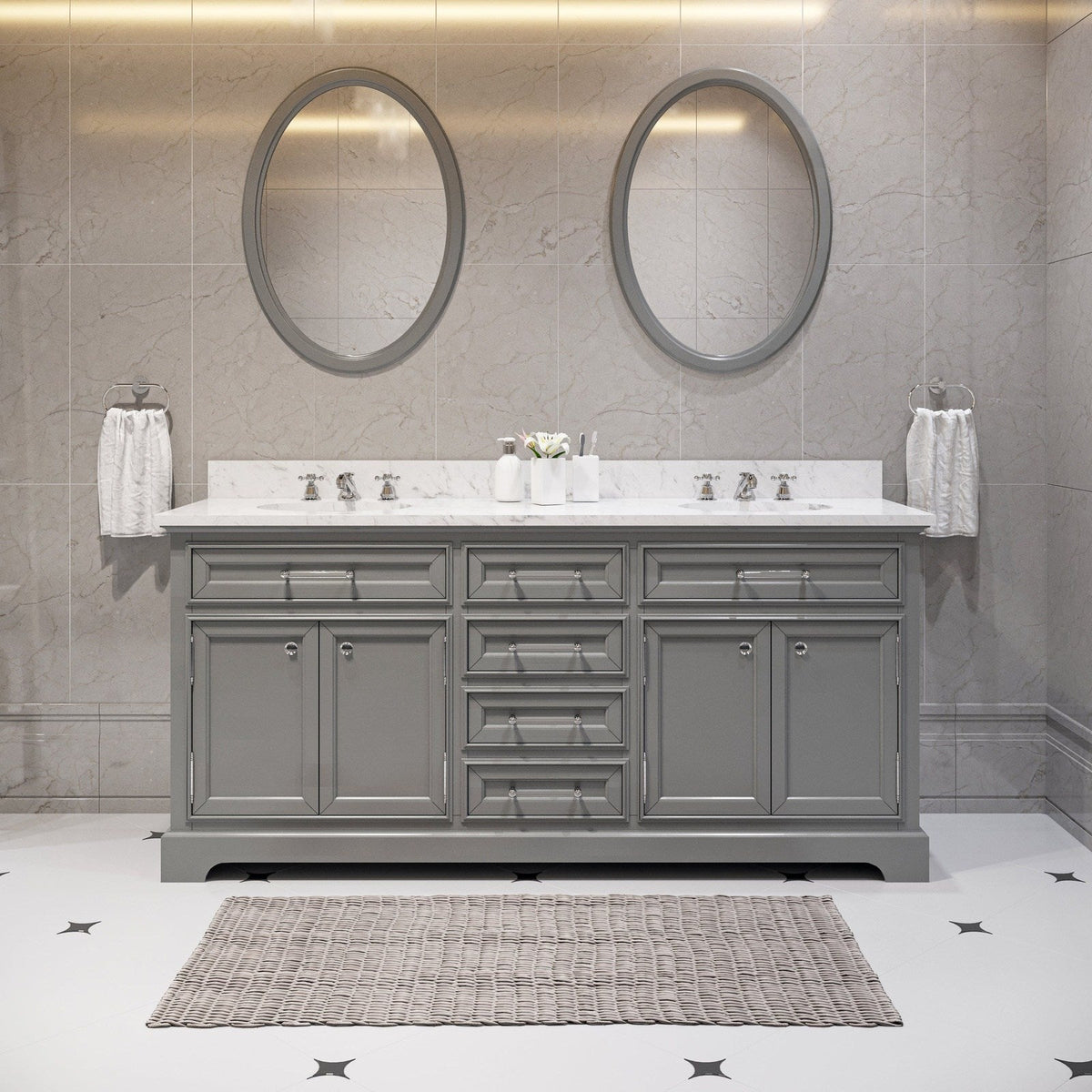 Water Creation Derby 72" Cashmere Grey Double Sink Bathroom Vanity From The Derby Collection