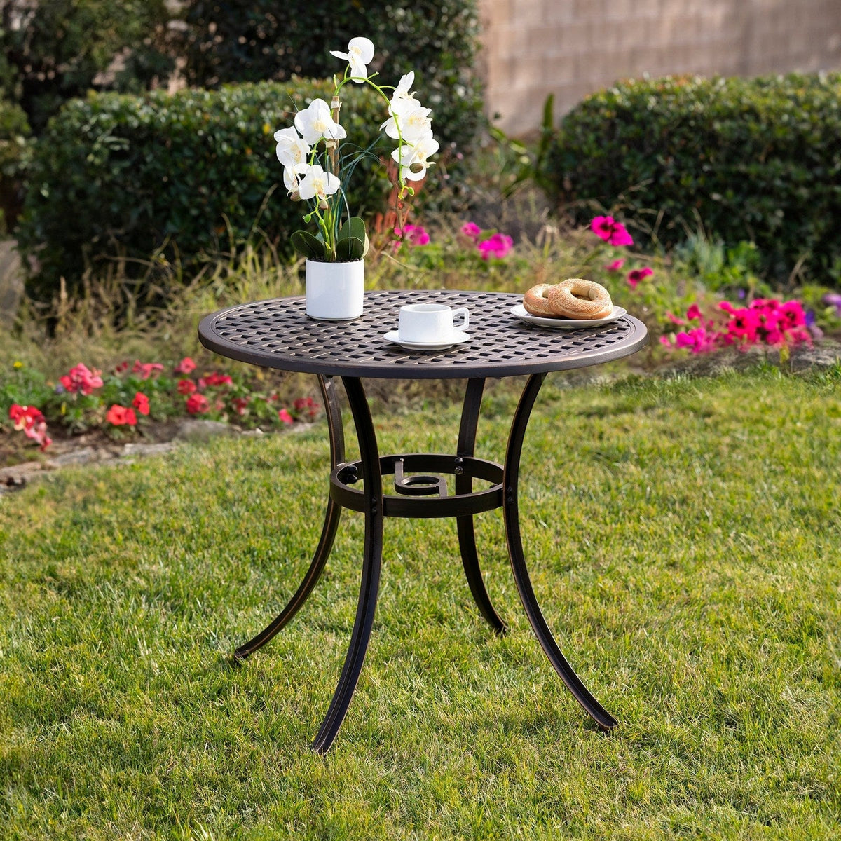 Kinger Home Lily 33" Round Outdoor Dining Table for Patio