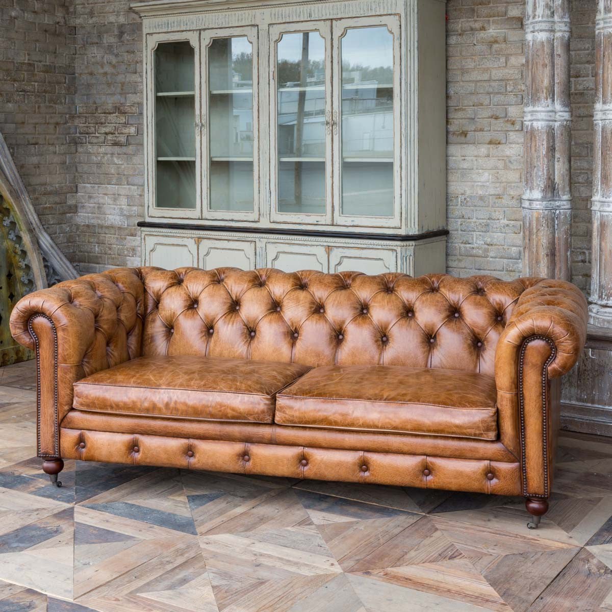 Park Hill Collections Harrisburg Leather Library Sofa EFS81904