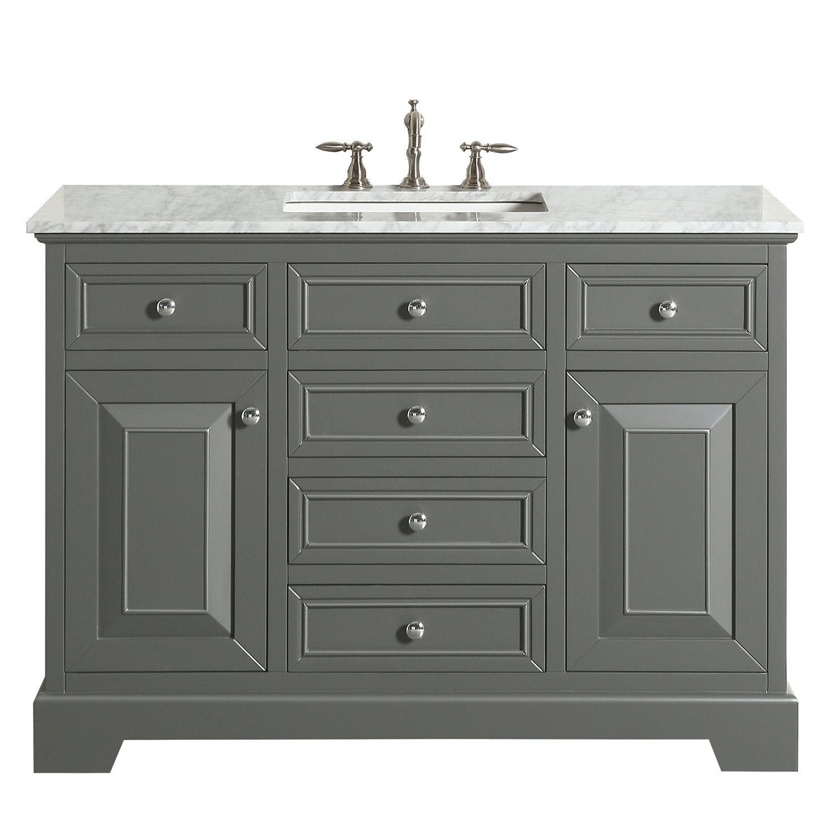 Eviva Monroe 48" Bathroom Vanity with White Carrara Marble Top & White Undermount Porcelain Sink