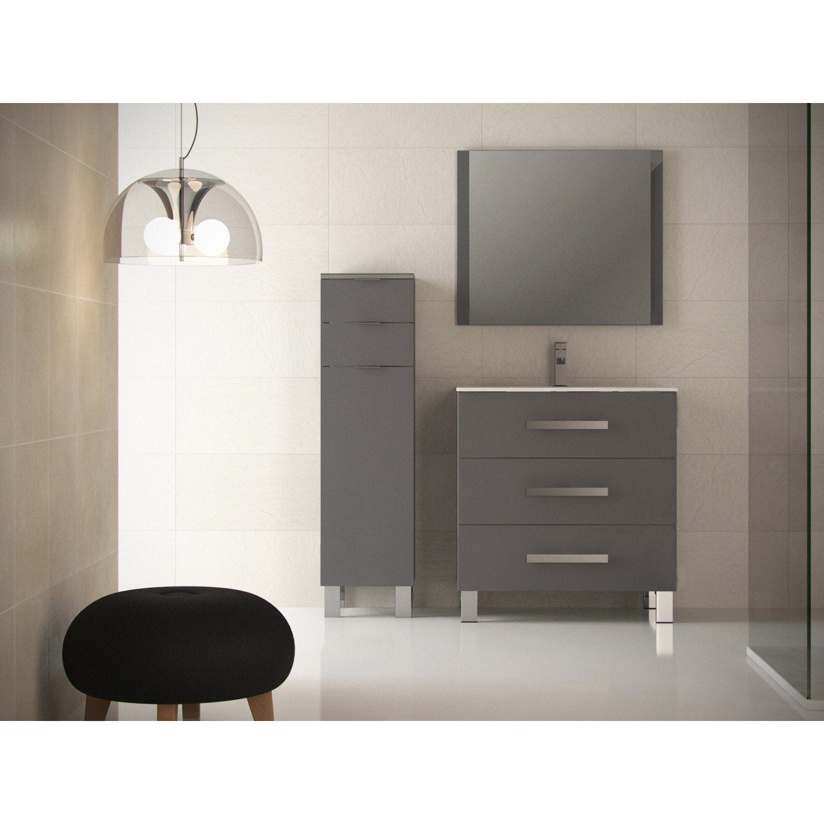 Eviva Libra 31.5" Modern Bathroom Vanity Wall Mount with White Integrated Porcelain Sink