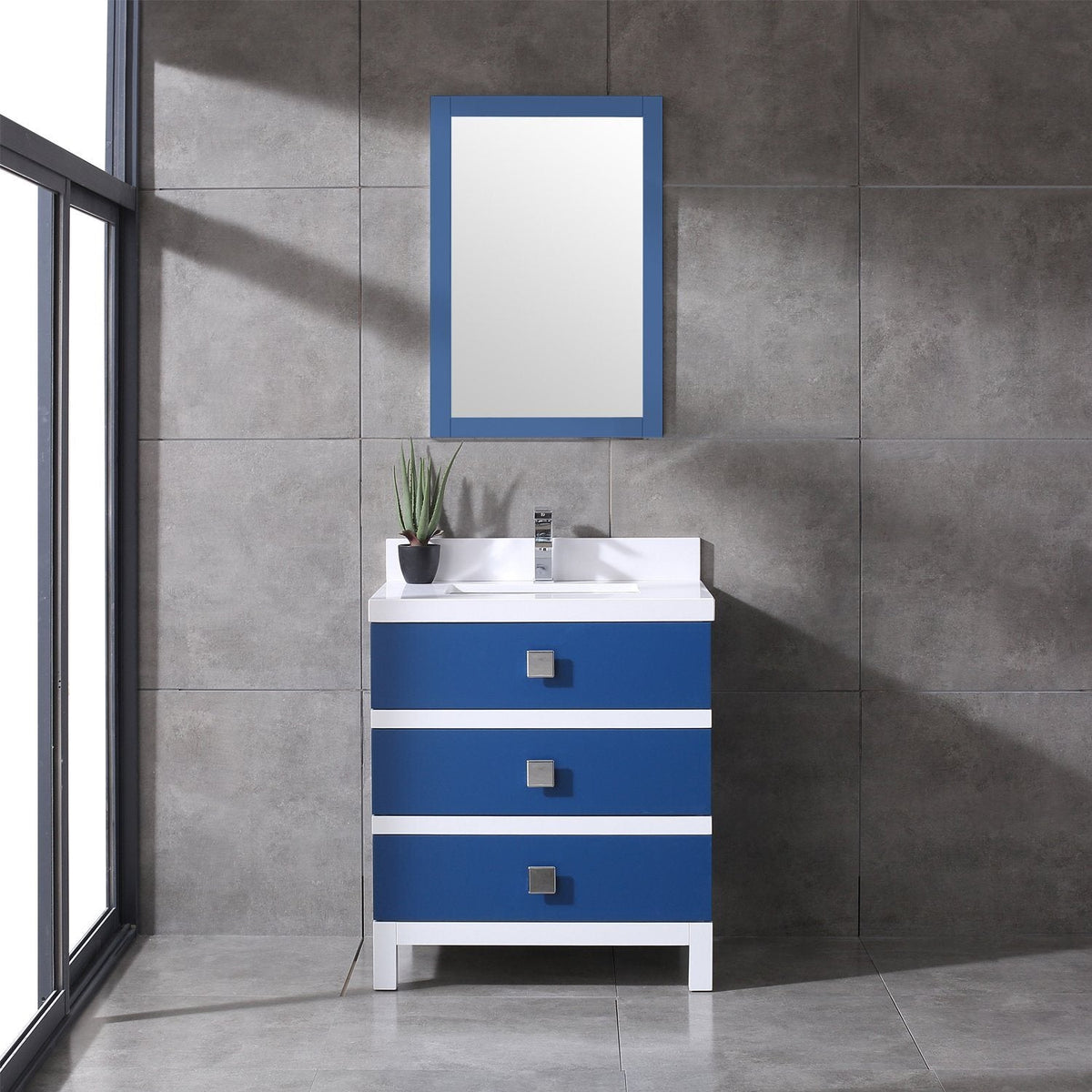 Eviva Sydney 30" Bathroom Vanity with Solid Quartz Countertop