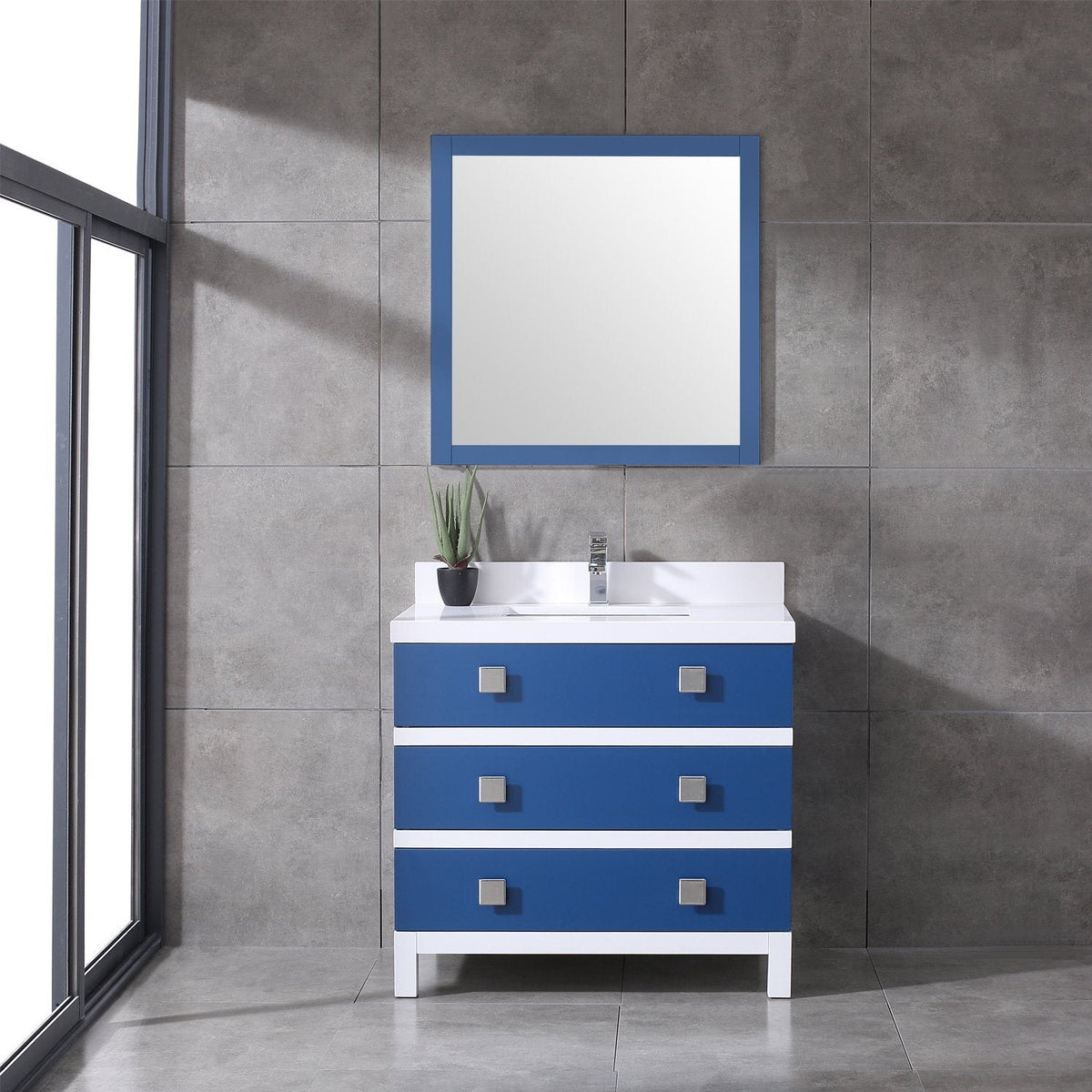 Eviva Sydney 36" Bathroom Vanity with Solid Quartz Countertop