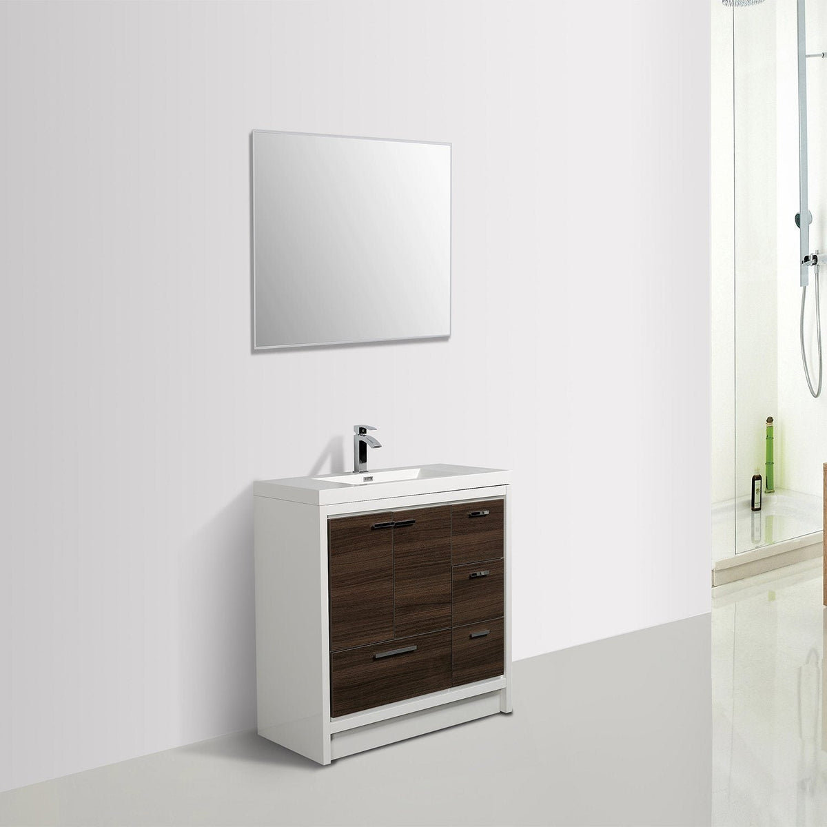 Eviva Grace 42" Bathroom Vanity with White Integrated Acrylic Countertop