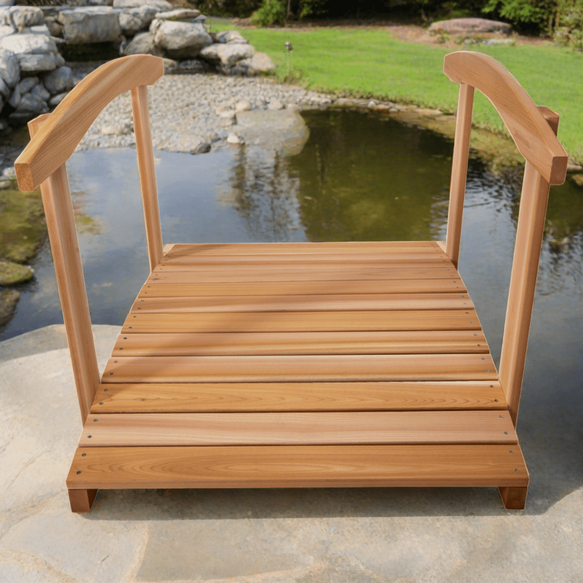 All Things Cedar 4-ft Garden Bridge with Side Rails FB48-R