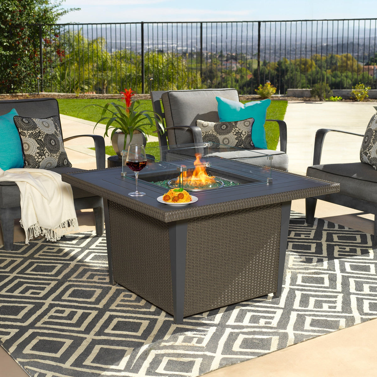 Kinger Home Ethan 42" Outdoor Fire Pit Table for Patio