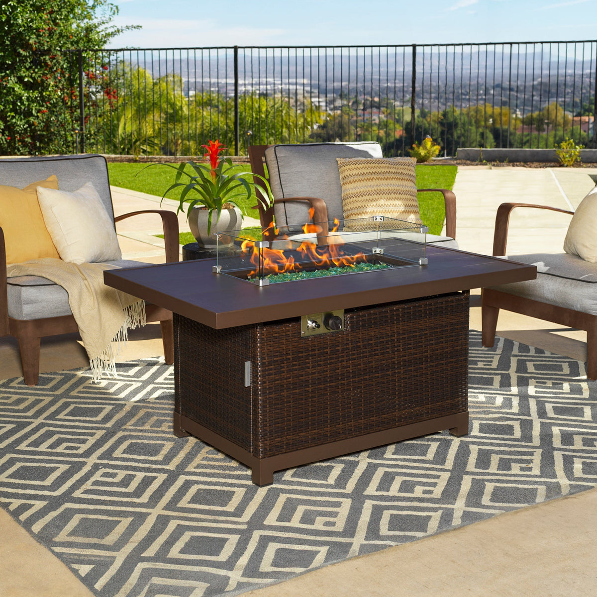 Kinger Home Novi 52" Multi-Functional Outdoor Propane Fire Pit Table – 50,000 BTU, CSA Certified