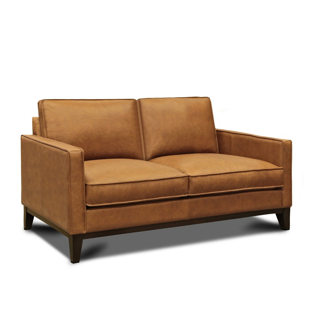 GTR Metropole 100% Top Grain Pull Up Leather Mid-century Loveseat