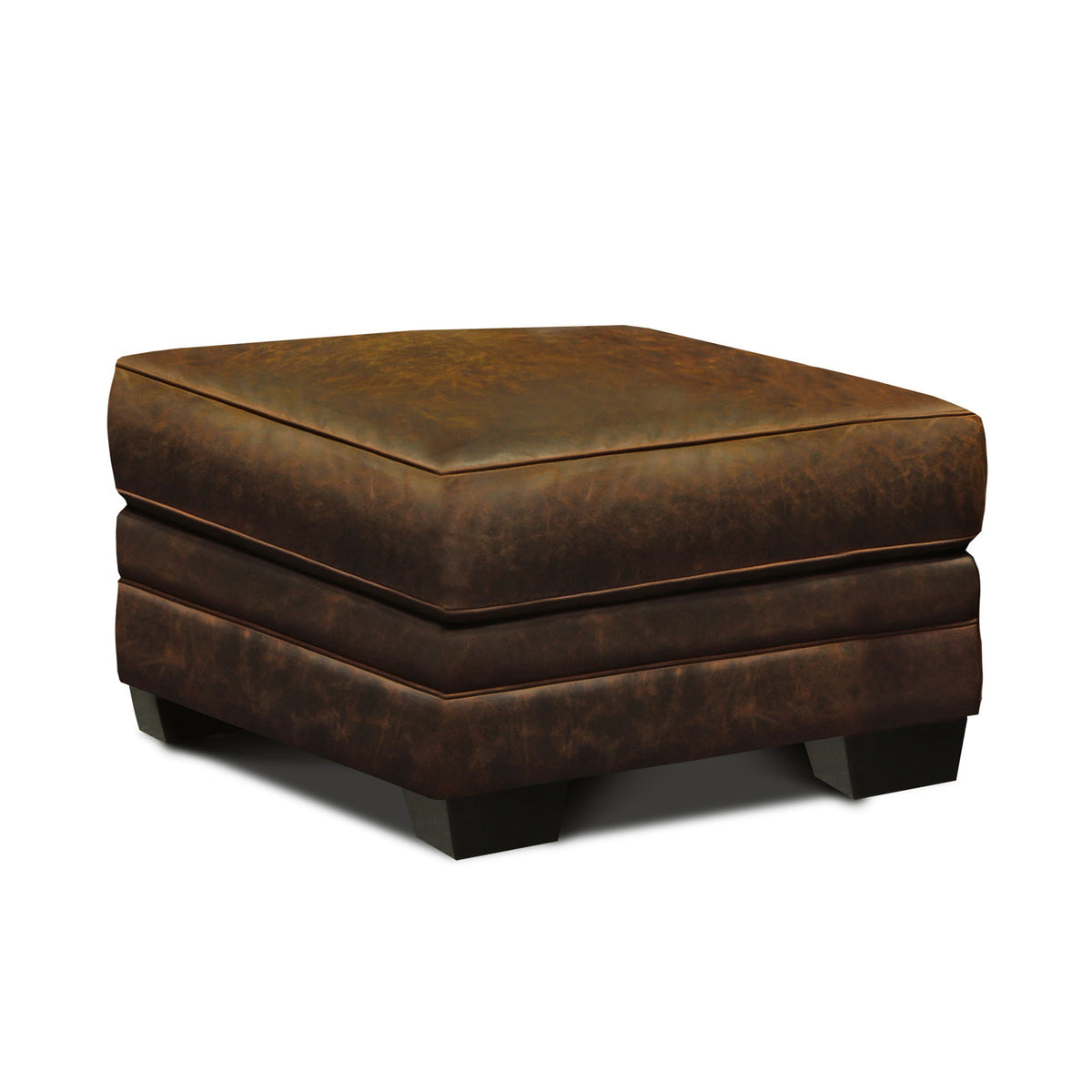 GTR Cordova 100% Top Grain Leather Mid-century Ottoman