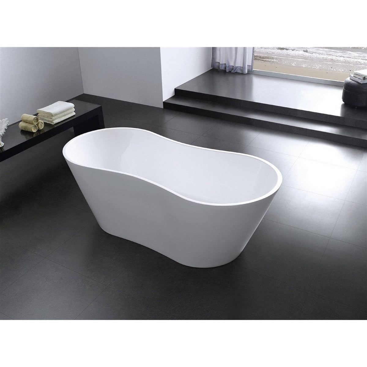 KubeBath Kube Onde 67" White Free Standing Bathtub