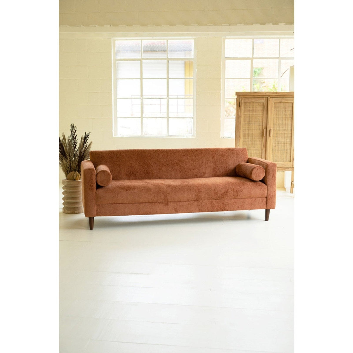 Kalalou Rust Chenille Boucle Sofa