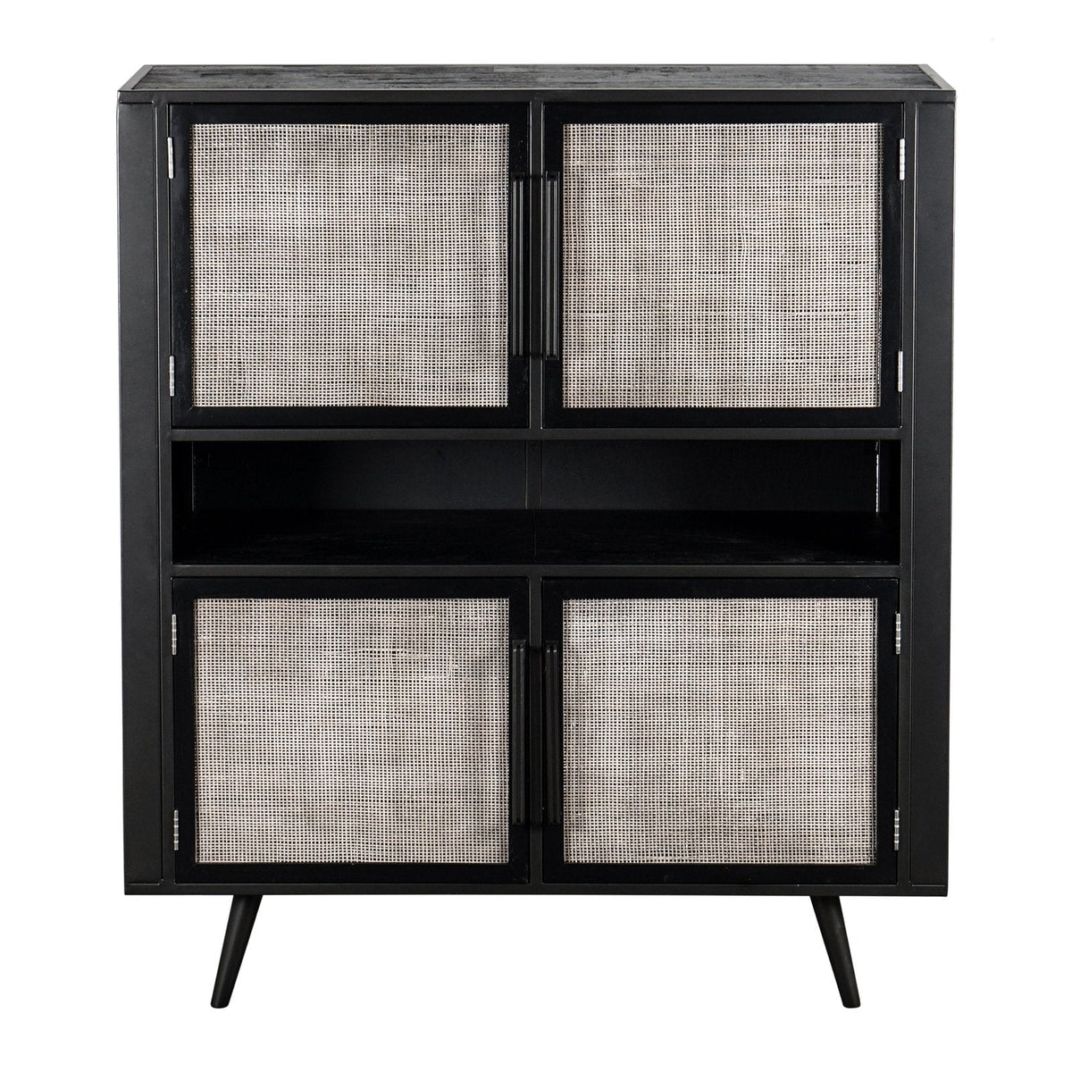 NovaSolo Nordic Mindi Rattan Buffet 4 Doors Black MD RT 19053