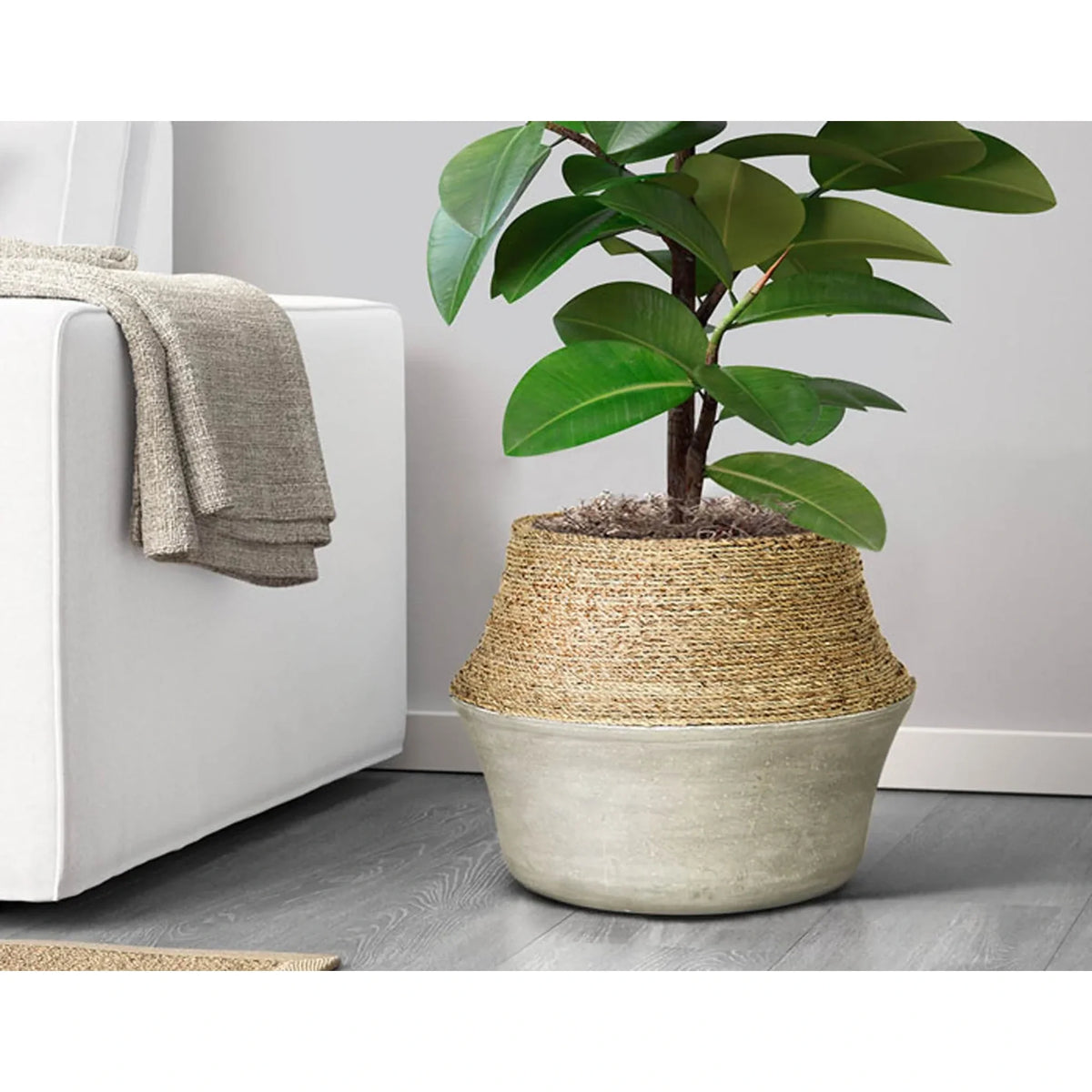 LH Imports Nature Milk Jug Grass and Concrete Pot PAT019